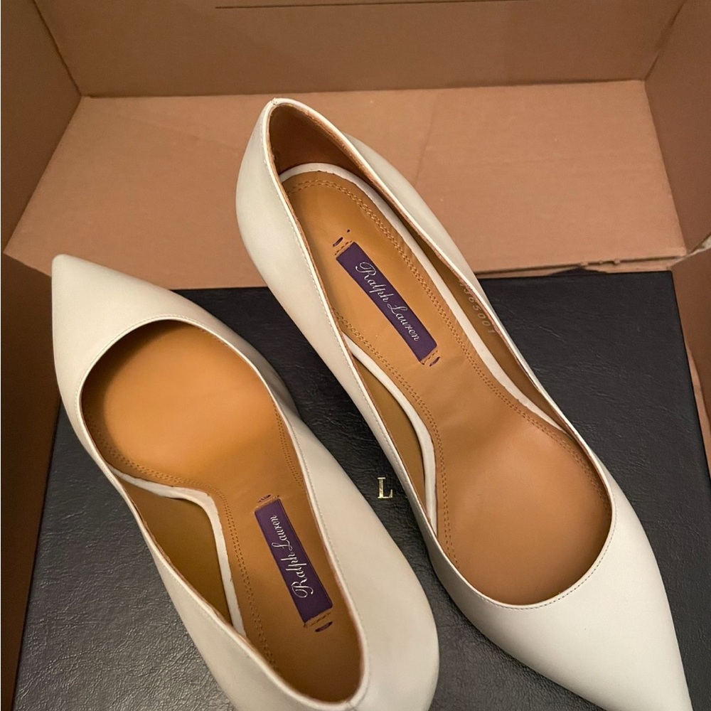 Ralph Lauren White Heels Classic Design